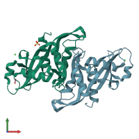 PDB entry 5wji coloured by chain, front view.