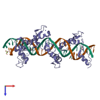 PDB entry 5wjq coloured by chain, top view.