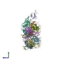 PDB entry 5wk3 coloured by chain, side view.