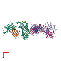 PDB entry 5wki coloured by chain, top view.