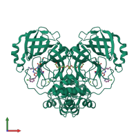 Homo dimeric assembly 1 of PDB entry 5wkk coloured by chemically distinct molecules, front view.