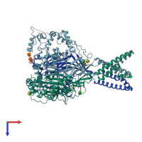 PDB entry 5wkv coloured by chain, top view.
