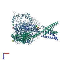 PDB entry 5wky coloured by chain, top view.