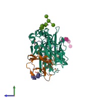 PDB entry 5wl1 coloured by chain, side view.