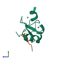 PDB entry 5wle coloured by chain, side view.