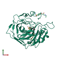 PDB entry 5wlt coloured by chain, front view.