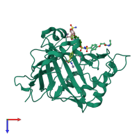 PDB entry 5wlt coloured by chain, top view.