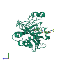 PDB entry 5wlu coloured by chain, side view.