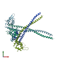 PDB entry 5wlz coloured by chain, front view.