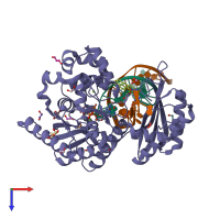PDB entry 5wm1 coloured by chain, top view.
