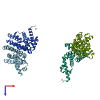 PDB entry 5wm9 coloured by chain, top view.