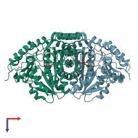 PDB entry 5wml coloured by chain, top view.