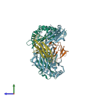 PDB entry 5wmn coloured by chain, side view.