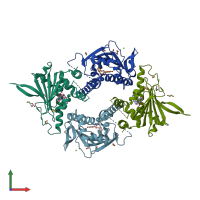 PDB entry 5wmt coloured by chain, front view.