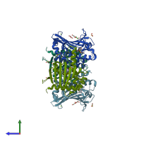 PDB entry 5wmt coloured by chain, side view.