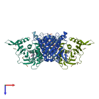PDB entry 5wmt coloured by chain, top view.