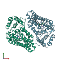 PDB entry 5wmu coloured by chain, front view.