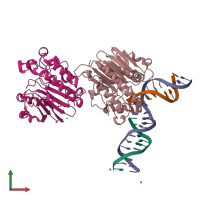 PDB entry 5wn4 coloured by chain, front view.