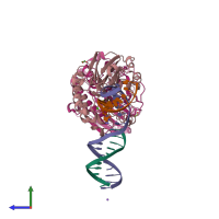 PDB entry 5wn4 coloured by chain, side view.