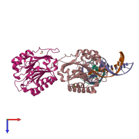 PDB entry 5wn4 coloured by chain, top view.