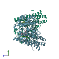 PDB entry 5wn8 coloured by chain, side view.