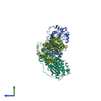 PDB entry 5wng coloured by chain, side view.