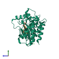 PDB entry 5wni coloured by chain, side view.