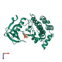 PDB entry 5wni coloured by chain, top view.