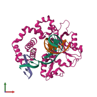 PDB entry 5wo0 coloured by chain, front view.