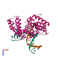 PDB entry 5wo0 coloured by chain, top view.