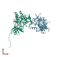 PDB entry 5wo4 coloured by chain, front view.