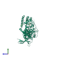 PDB entry 5wo9 coloured by chain, side view.