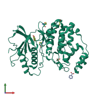 PDB entry 5wp1 coloured by chain, front view.