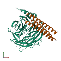 PDB entry 5wp3 coloured by chain, front view.