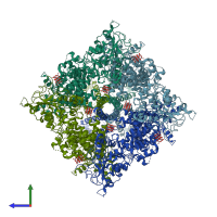 PDB entry 5wp6 coloured by chain, side view.