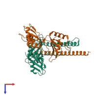 PDB entry 5wpa coloured by chain, top view.