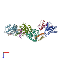 PDB entry 5wpl coloured by chain, top view.