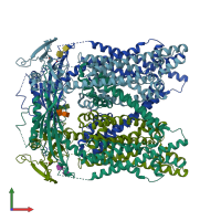 PDB entry 5wpt coloured by chain, front view.