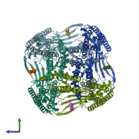PDB entry 5wpt coloured by chain, side view.