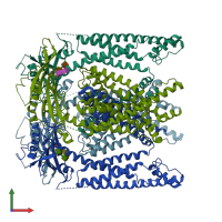 PDB entry 5wpv coloured by chain, front view.