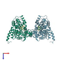 PDB entry 5wqa coloured by chain, top view.