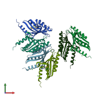 PDB entry 5wqg coloured by chain, front view.