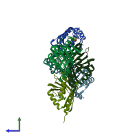 PDB entry 5wqg coloured by chain, side view.