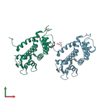 PDB entry 5wqt coloured by chain, front view.