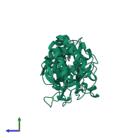 PDB entry 5wr4 coloured by chain, side view.