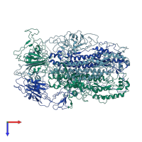 PDB entry 5wrg coloured by chain, top view.