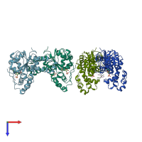 PDB entry 5wrj coloured by chain, top view.