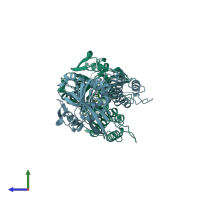 PDB entry 5wrq coloured by chain, side view.