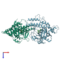 PDB entry 5wrq coloured by chain, top view.