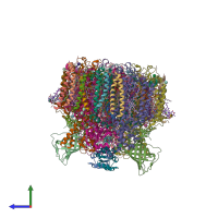 PDB entry 5ws6 coloured by chain, side view.